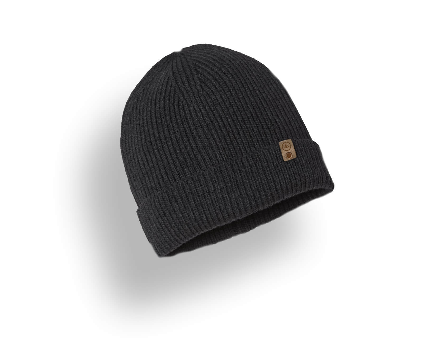 Sustainable Rib Knit Beanie - Leather Tag