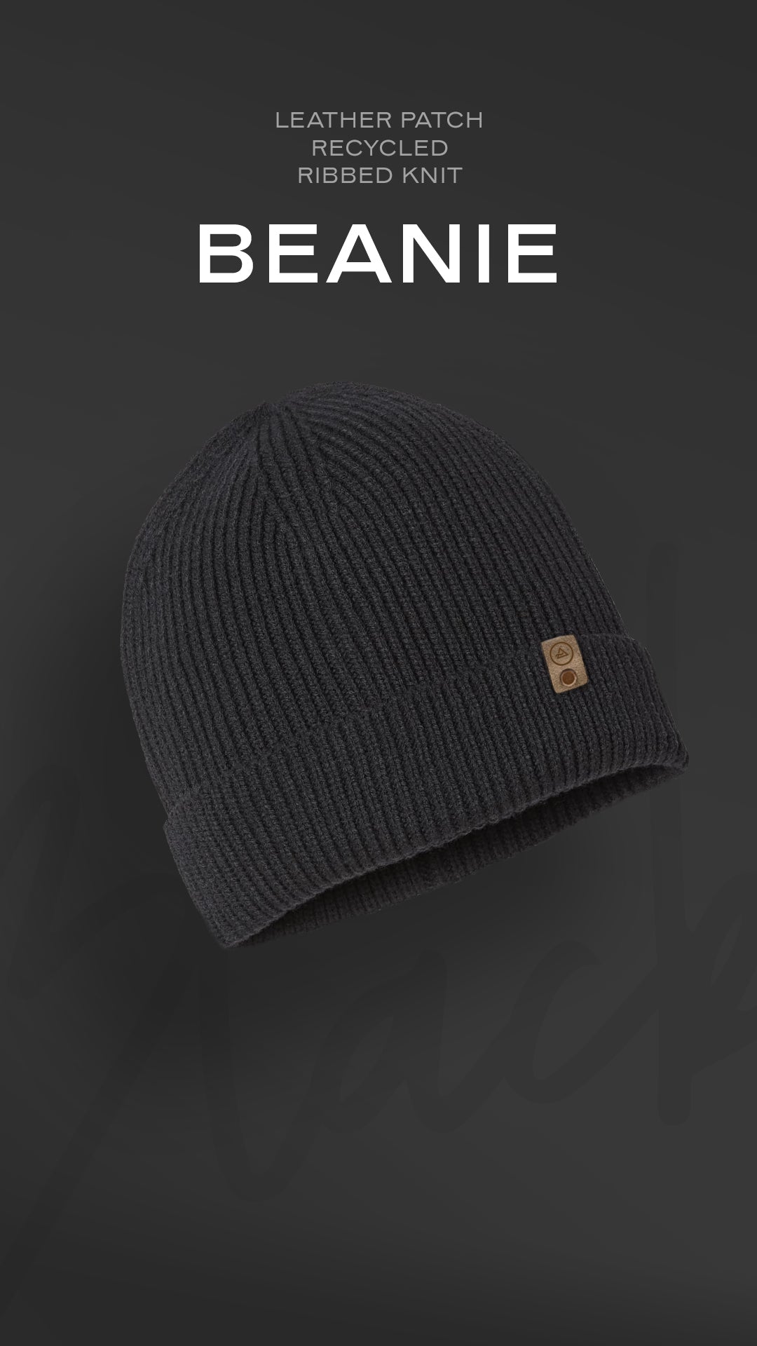 Sustainable Rib Knit Beanie - Leather Tag