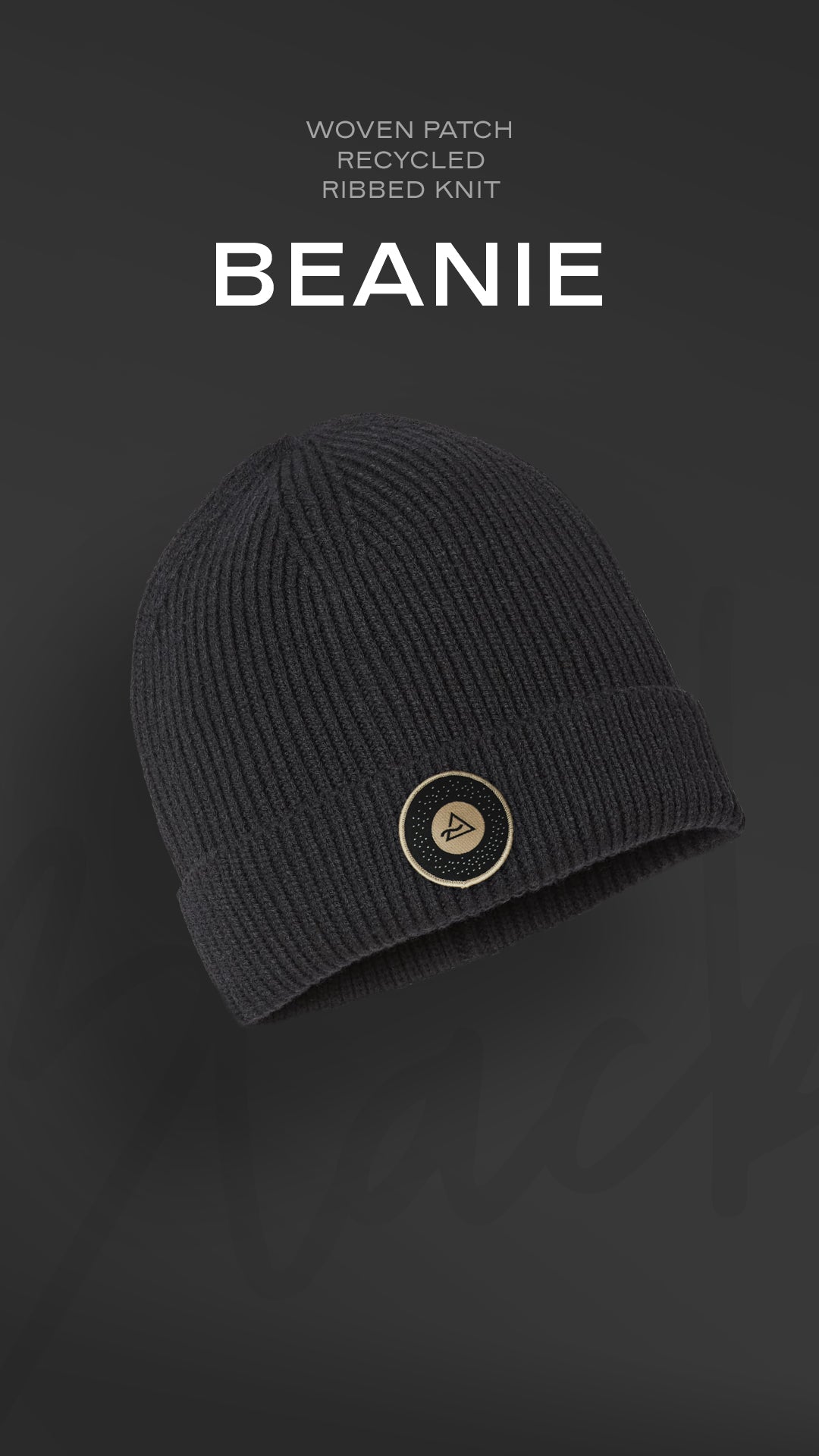 Sustainable Rib Knit Beanie - Woven Patch