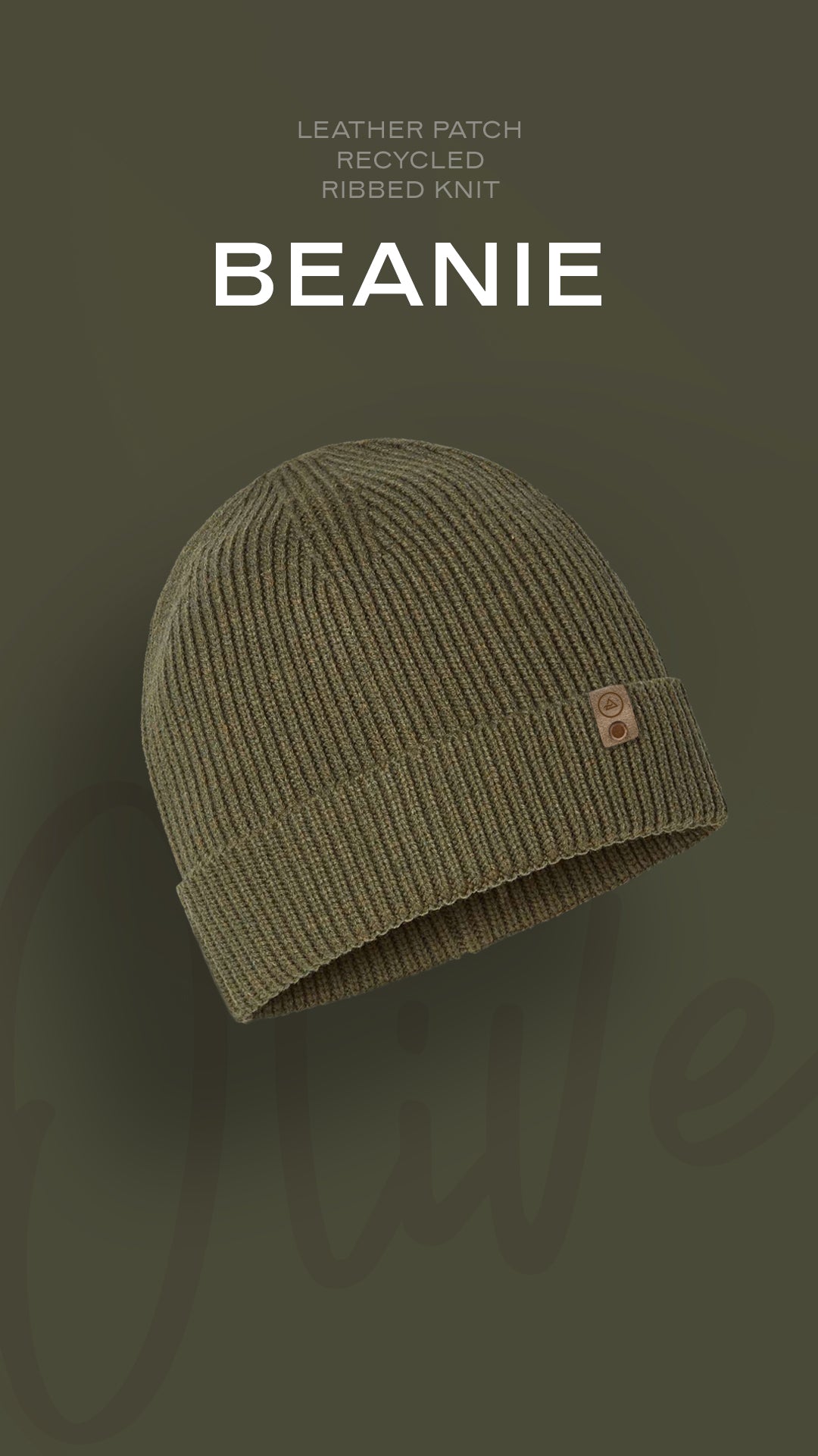 Sustainable Rib Knit Beanie - Leather Tag