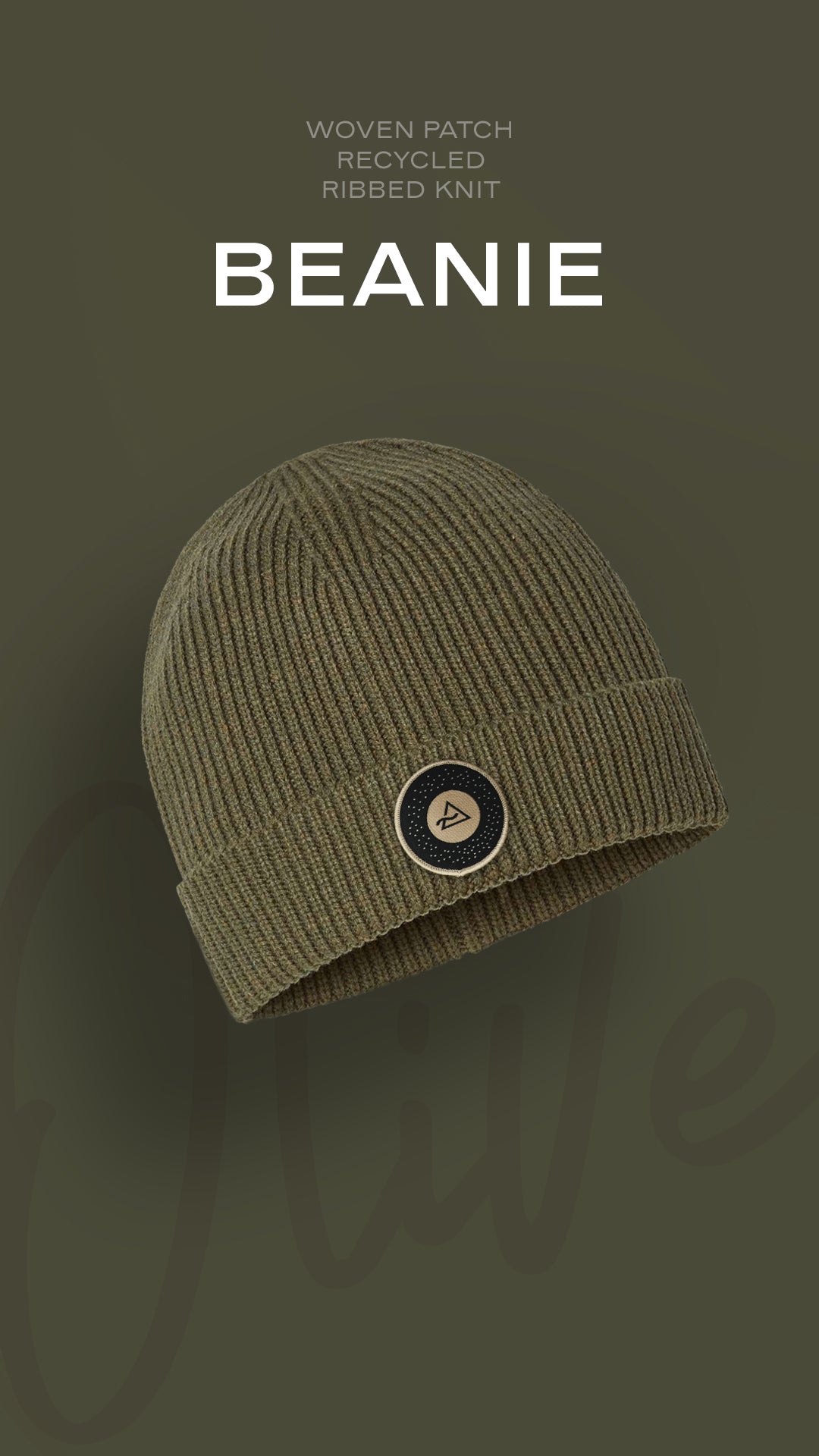 Sustainable Rib Knit Beanie - Woven Patch