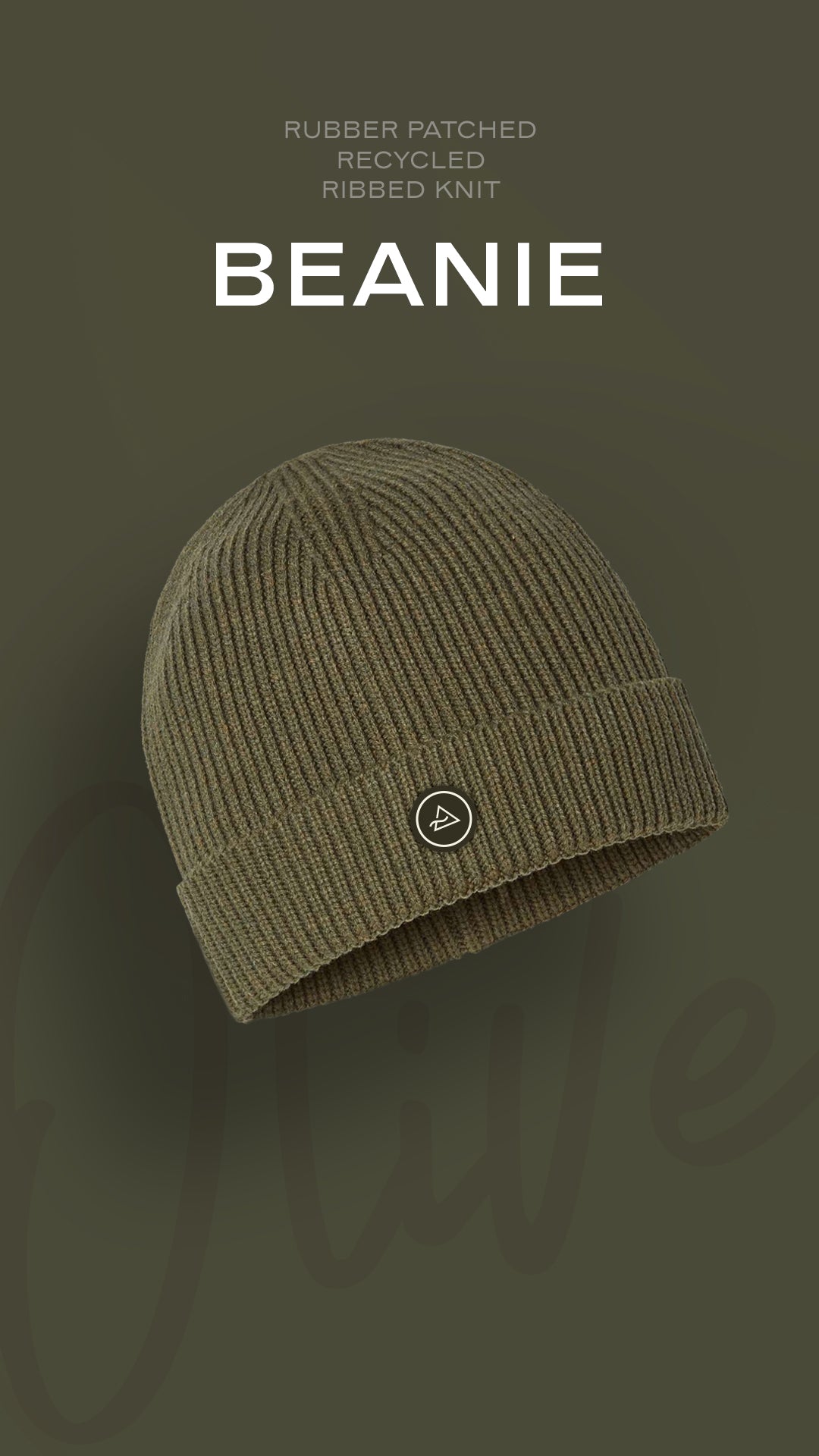 Sustainable Rib Knit Beanie - Rubber Logo